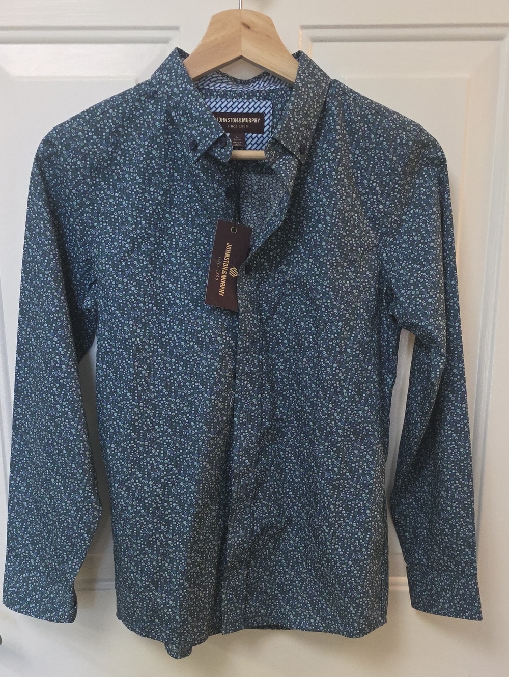 Johnston & Murphy Boy's Green  Tiny Bubbles Button-Down Shirt